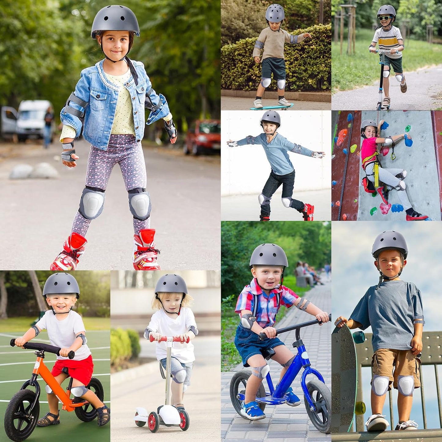 Toddler Kids Bike Helmet Set with Knee Elbow Pads, Adjustable Cycling Helmet for Little Boy Girl Protective Gear