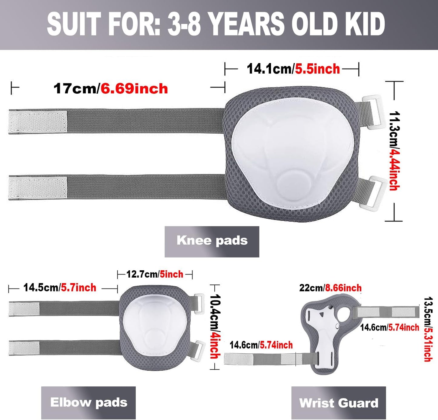 Toddler Kids Bike Helmet Set with Knee Elbow Pads, Adjustable Cycling Helmet for Little Boy Girl Protective Gear