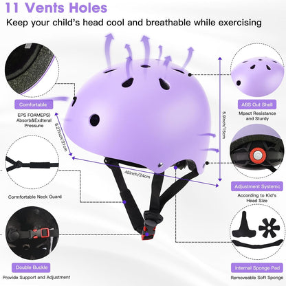 Toddler Kids Bike Helmet Set with Knee Elbow Pads, Adjustable Cycling Helmet for Little Boy Girl Protective Gear
