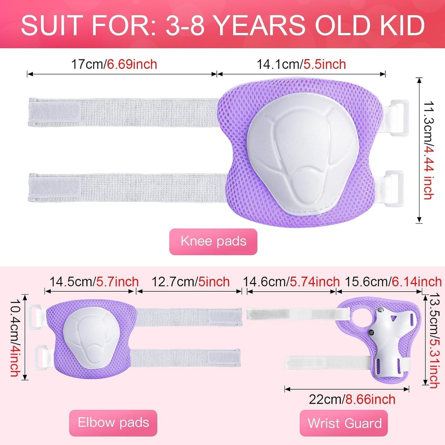 Toddler Kids Bike Helmet Set with Knee Elbow Pads, Adjustable Cycling Helmet for Little Boy Girl Protective Gear