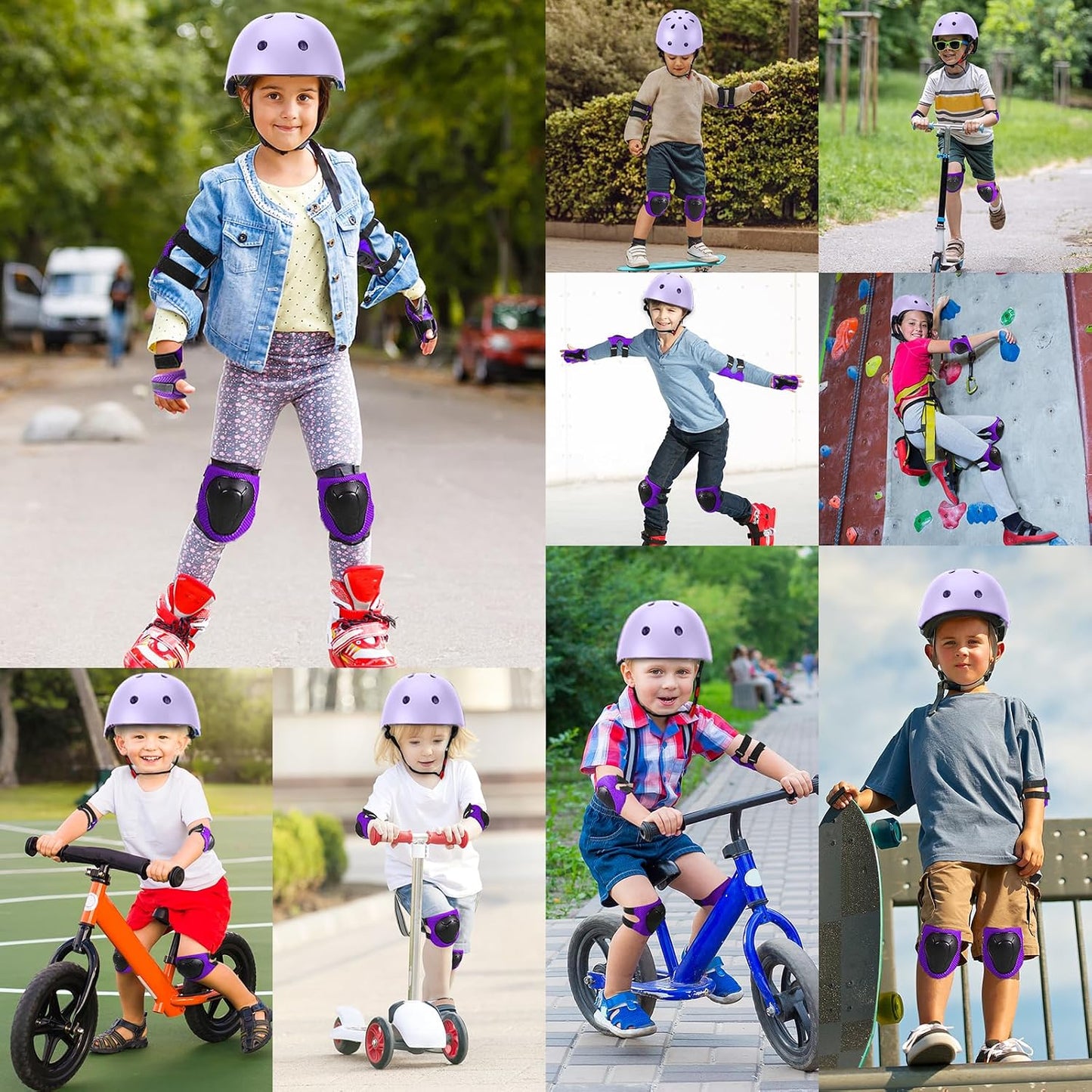 Toddler Kids Bike Helmet Set with Knee Elbow Pads, Adjustable Cycling Helmet for Little Boy Girl Protective Gear