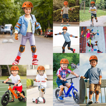 Toddler Kids Bike Helmet Set with Knee Elbow Pads, Adjustable Cycling Helmet for Little Boy Girl Protective Gear