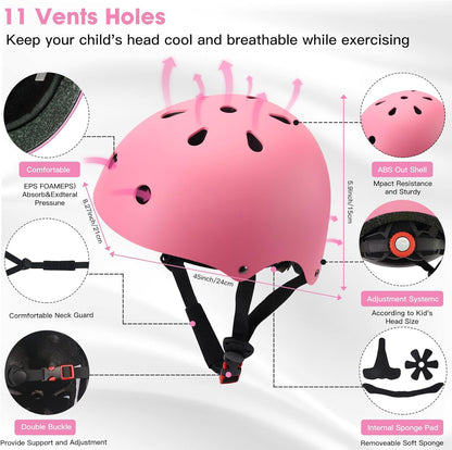 Toddler Kids Bike Helmet Set with Knee Elbow Pads, Adjustable Cycling Helmet for Little Boy Girl Protective Gear