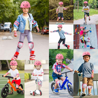 Toddler Kids Bike Helmet Set with Knee Elbow Pads, Adjustable Cycling Helmet for Little Boy Girl Protective Gear