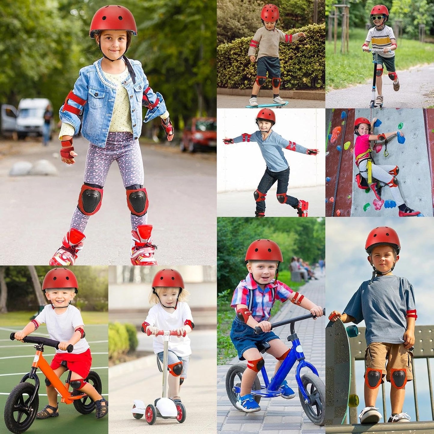 Toddler Kids Bike Helmet Set with Knee Elbow Pads, Adjustable Cycling Helmet for Little Boy Girl Protective Gear