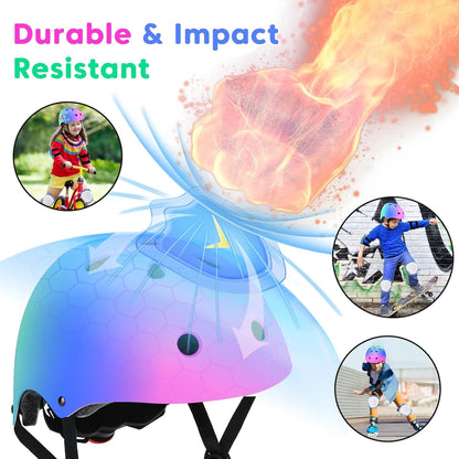 Toddler Kids Bike Helmet Set with Knee Elbow Pads, Adjustable Cycling Helmet for Little Boy Girl Protective Gear