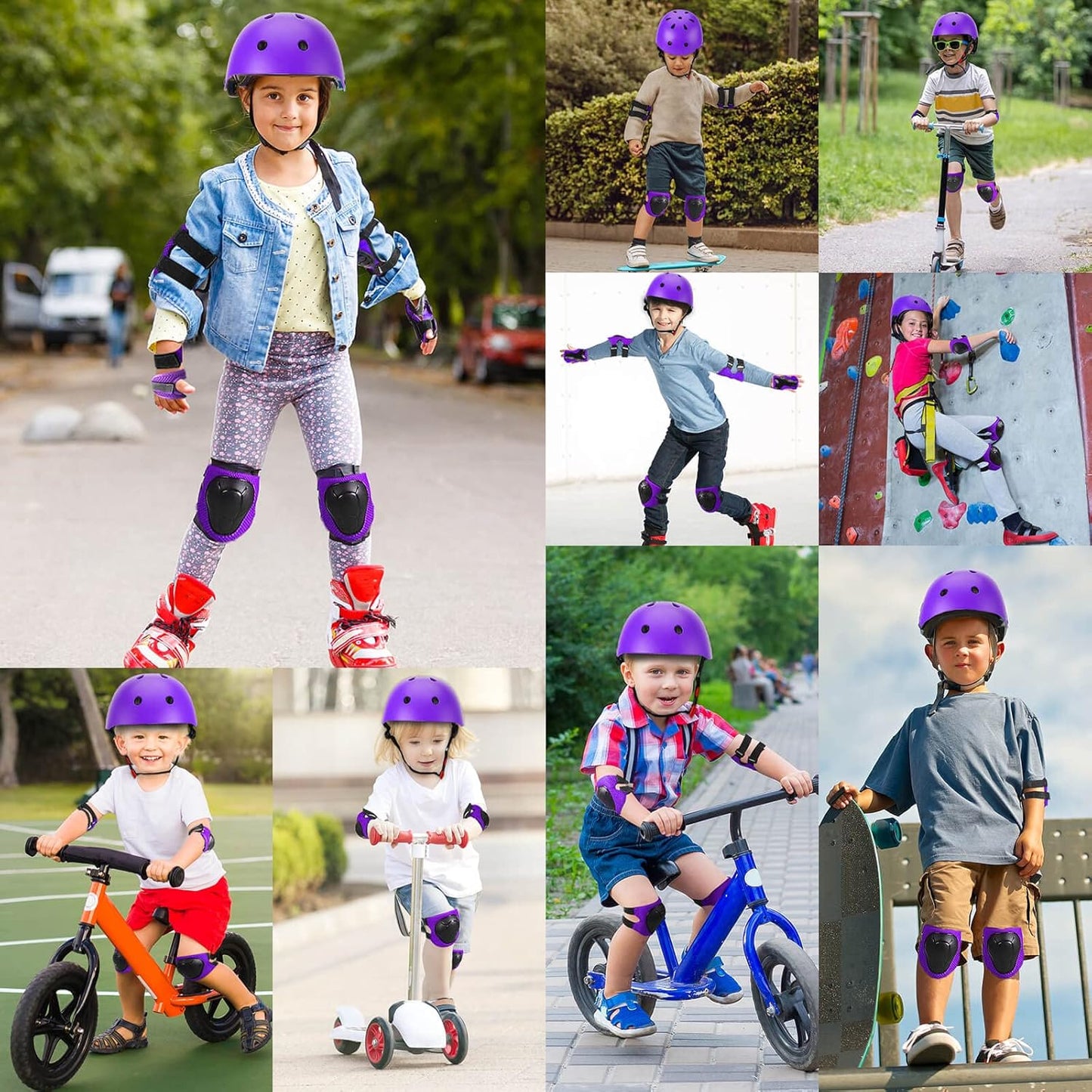 Toddler Kids Bike Helmet Set with Knee Elbow Pads, Adjustable Cycling Helmet for Little Boy Girl Protective Gear