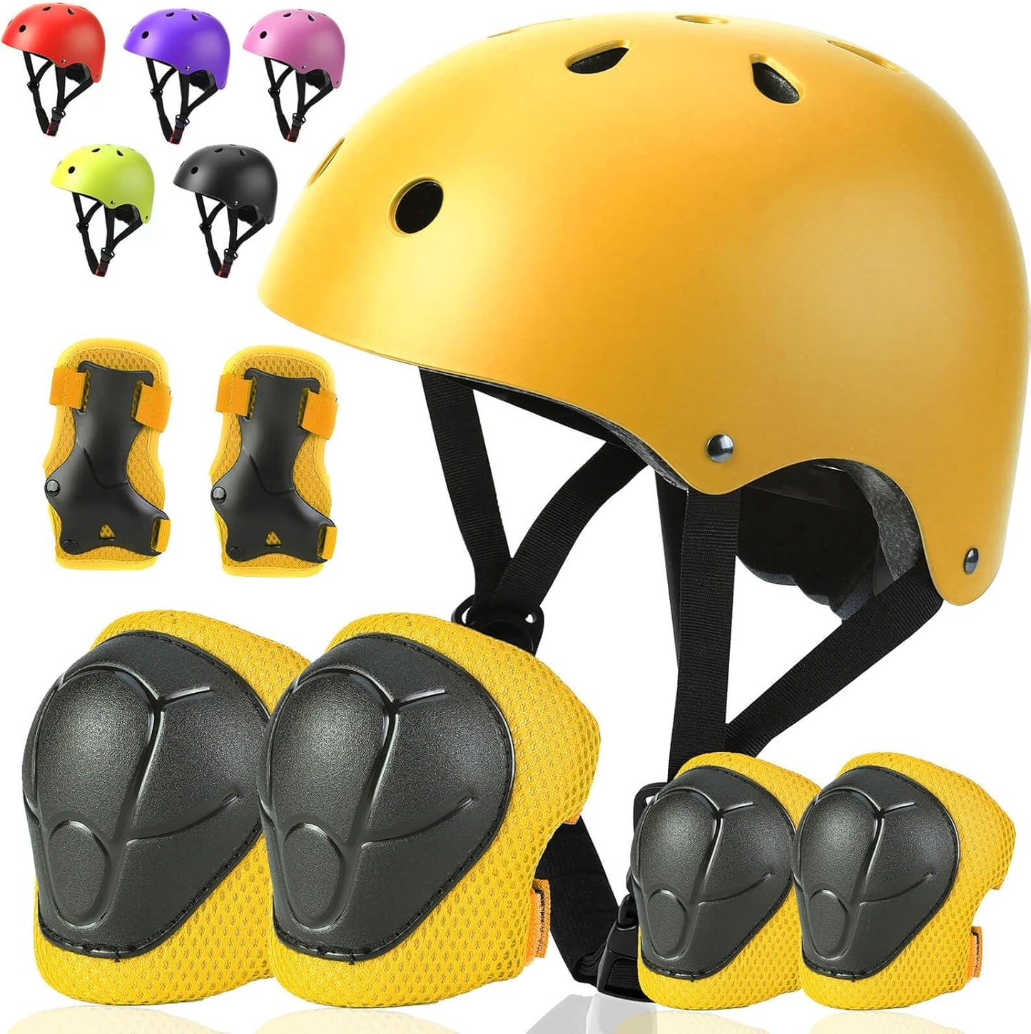 Toddler Kids Bike Helmet Set with Knee Elbow Pads, Adjustable Cycling Helmet for Little Boy Girl Protective Gear