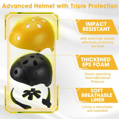 Toddler Kids Bike Helmet Set with Knee Elbow Pads, Adjustable Cycling Helmet for Little Boy Girl Protective Gear