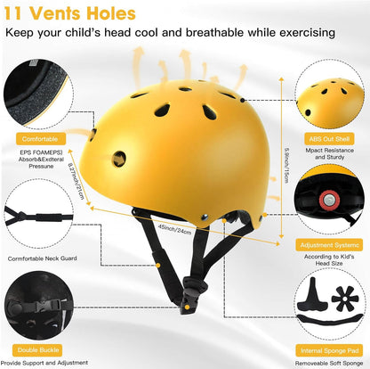 Toddler Kids Bike Helmet Set with Knee Elbow Pads, Adjustable Cycling Helmet for Little Boy Girl Protective Gear