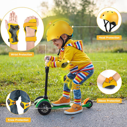 Toddler Kids Bike Helmet Set with Knee Elbow Pads, Adjustable Cycling Helmet for Little Boy Girl Protective Gear