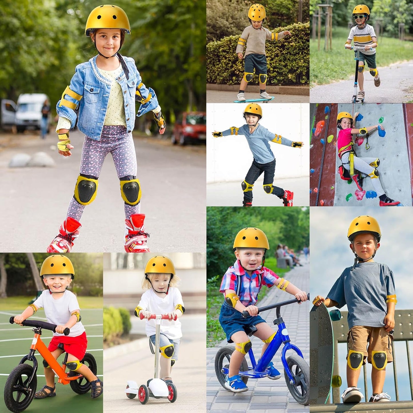 Toddler Kids Bike Helmet Set with Knee Elbow Pads, Adjustable Cycling Helmet for Little Boy Girl Protective Gear