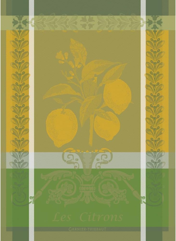 Citron Zeste (Lemon Zest) French Kitchen Towel 22"x30", Cotton, Jacquard