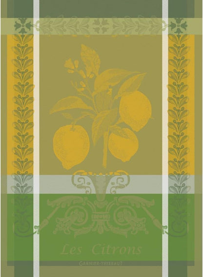 Citron Zeste (Lemon Zest) French Kitchen Towel 22"x30", Cotton, Jacquard