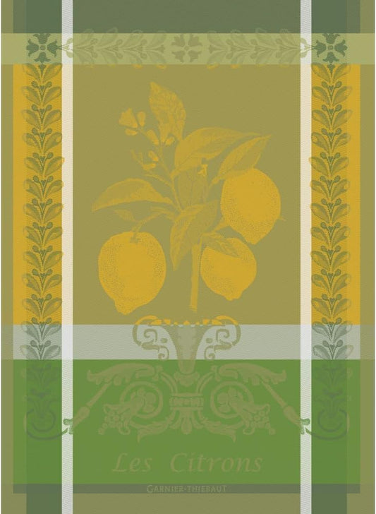 Citron Zeste (Lemon Zest) French Kitchen Towel 22"x30", Cotton, Jacquard