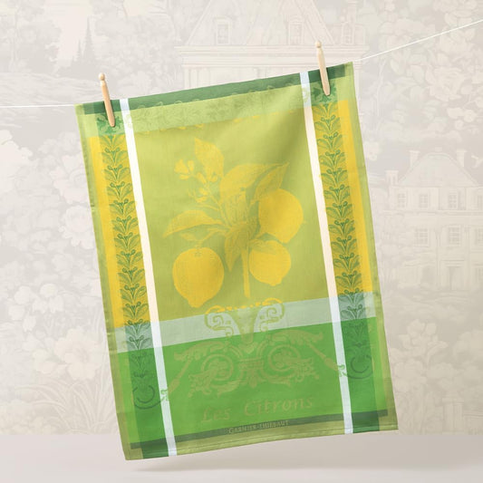 Citron Zeste (Lemon Zest) French Kitchen Towel 22"x30", Cotton, Jacquard
