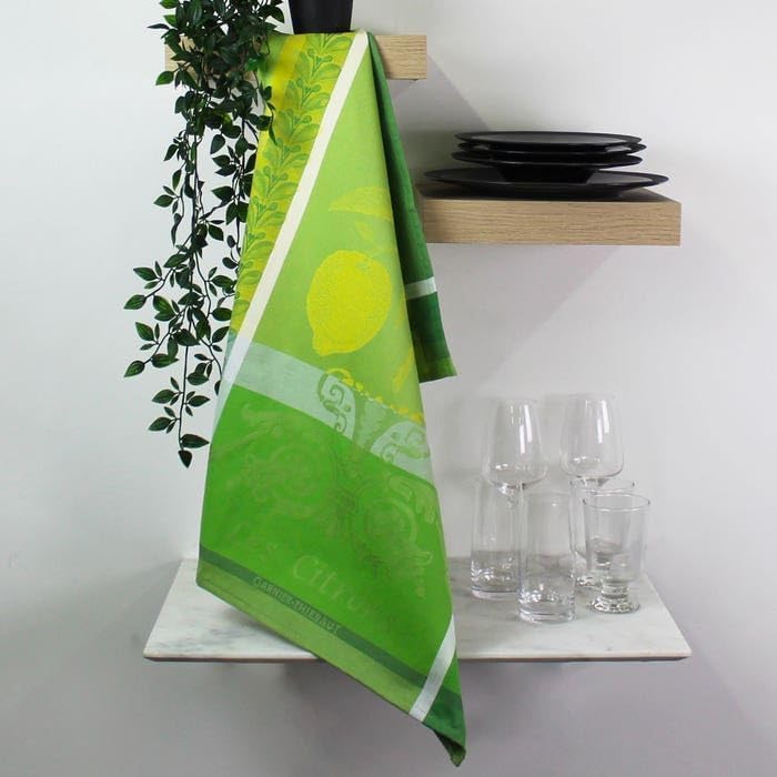 Citron Zeste (Lemon Zest) French Kitchen Towel 22"x30", Cotton, Jacquard
