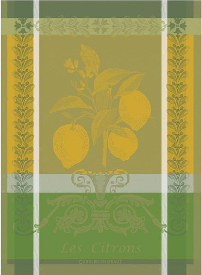 Citron Zeste (Lemon Zest) French Kitchen Towel 22"x30", Cotton, Jacquard