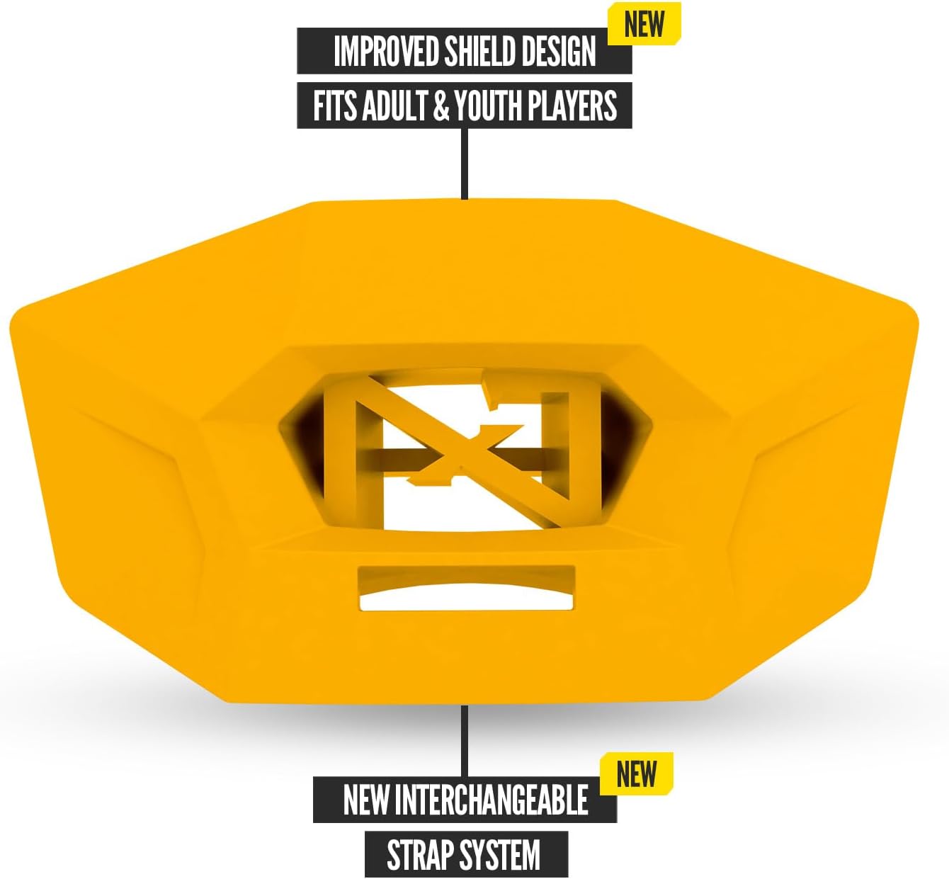 One Pro Football Mouth Guard, Interchangeable Strap, Fits Adult & Youth (Yellow)