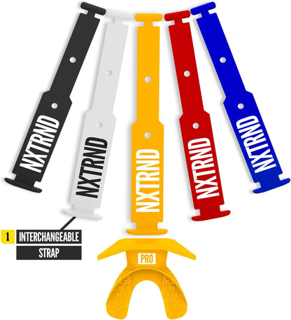 One Pro Football Mouth Guard, Interchangeable Strap, Fits Adult & Youth (Yellow)
