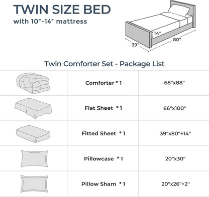 Cream Yellow Twin Comforter Set - 5-Piece All Season Bed in a Bag Twin, Ultra Soft Bedding Set with Comforter, Flat Sheet, Fitted Sheet, Pillowcases, Pillow Shams