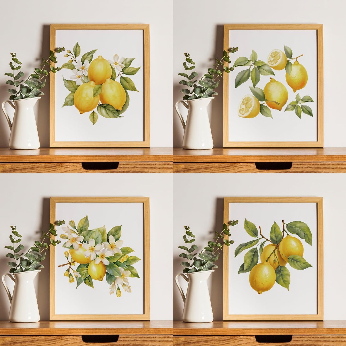 Lemon Fruit Wall Art Decor for Home Kitchen Living Room Dining Room, Lemon Party Decorations Bathroom Decor, 8x10 Inch Unframed