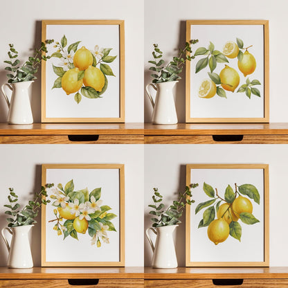 Lemon Fruit Wall Art Decor for Home Kitchen Living Room Dining Room, Lemon Party Decorations Bathroom Decor, 8x10 Inch Unframed