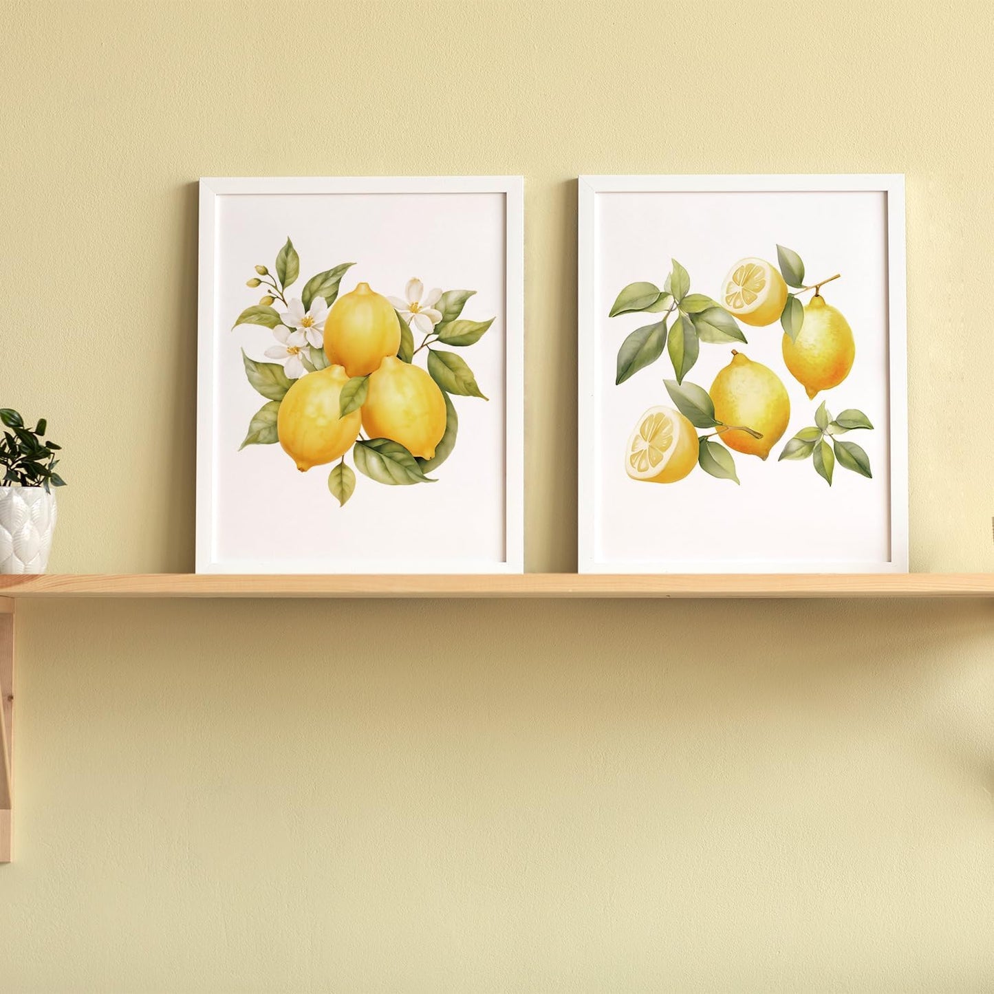 Lemon Fruit Wall Art Decor for Home Kitchen Living Room Dining Room, Lemon Party Decorations Bathroom Decor, 8x10 Inch Unframed