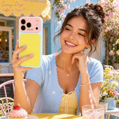 Contrast Color Block Case for iPhone 16 Pro Max,Yellow Pink Phone Case | Various candy colors and dopamine-inspired design bring a playful style,Luxury crystal texture with camera lens protection