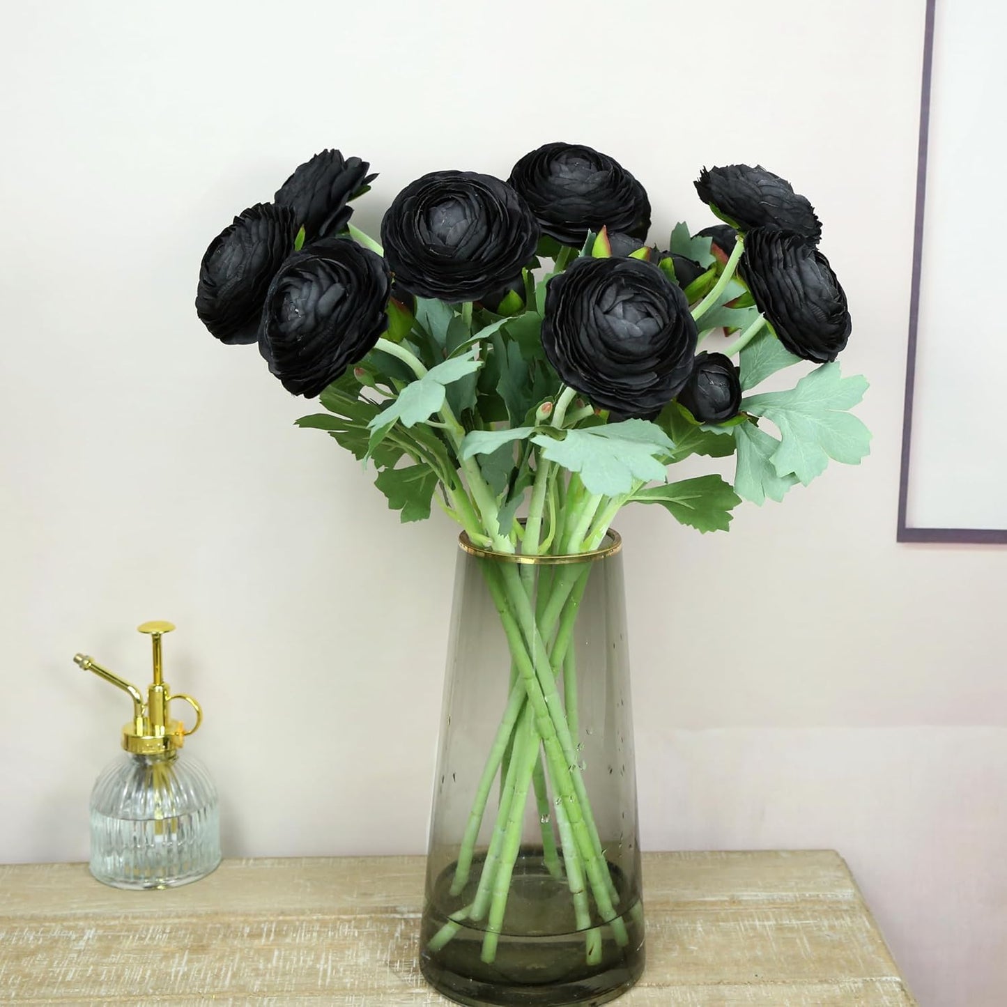 Yellow Ranunculus Artificial Flowerswith Real Touch Stem, Fake Ranunculus Flowers (Creamy Yellow, 6pcs)