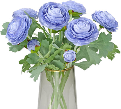 Yellow Ranunculus Artificial Flowerswith Real Touch Stem, Fake Ranunculus Flowers (Creamy Yellow, 6pcs)