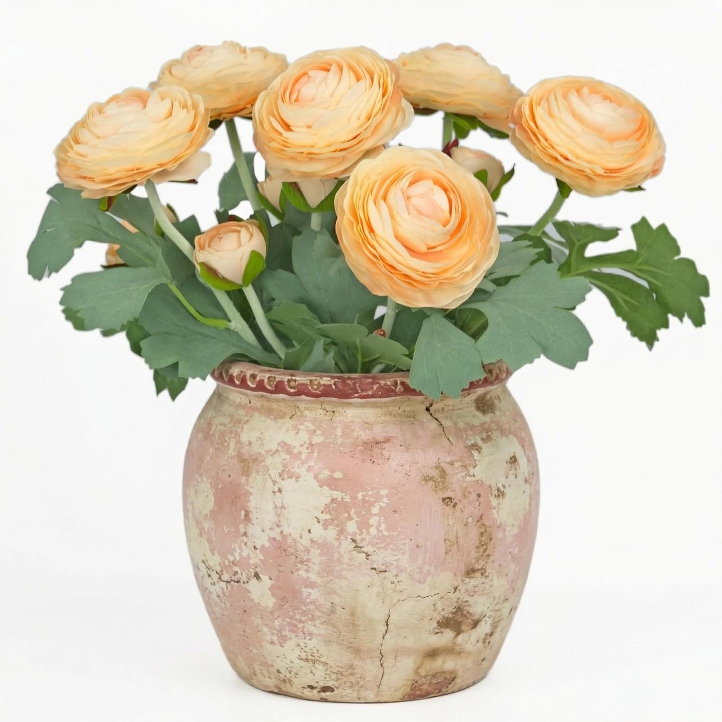 Yellow Ranunculus Artificial Flowerswith Real Touch Stem, Fake Ranunculus Flowers (Creamy Yellow, 6pcs)