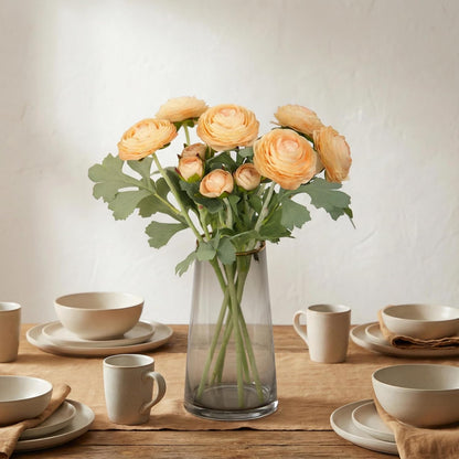 Yellow Ranunculus Artificial Flowerswith Real Touch Stem, Fake Ranunculus Flowers (Creamy Yellow, 6pcs)