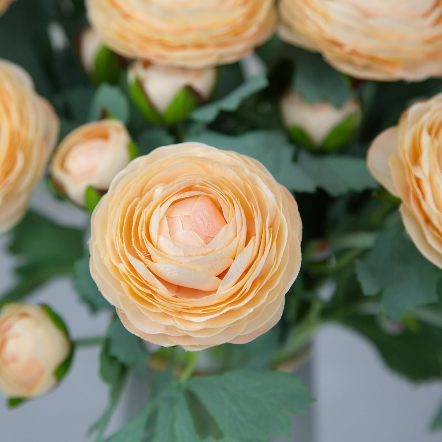 Yellow Ranunculus Artificial Flowerswith Real Touch Stem, Fake Ranunculus Flowers (Creamy Yellow, 6pcs)