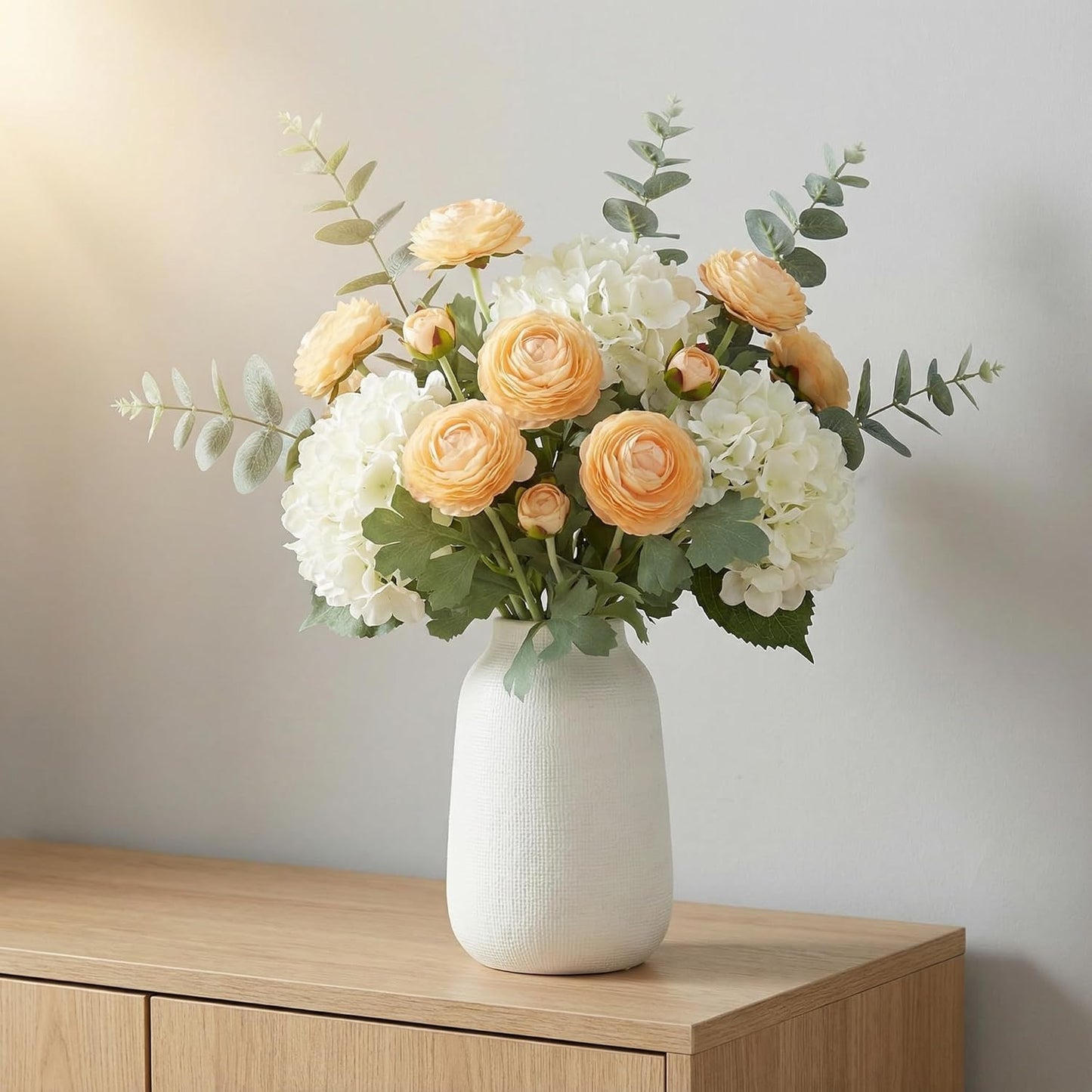 Yellow Ranunculus Artificial Flowerswith Real Touch Stem, Fake Ranunculus Flowers (Creamy Yellow, 6pcs)