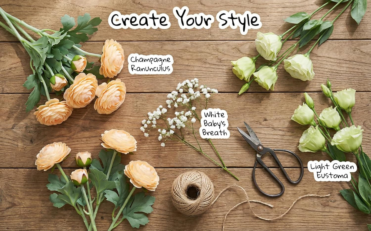 Yellow Ranunculus Artificial Flowerswith Real Touch Stem, Fake Ranunculus Flowers (Creamy Yellow, 6pcs)