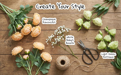 Yellow Ranunculus Artificial Flowerswith Real Touch Stem, Fake Ranunculus Flowers (Creamy Yellow, 6pcs)