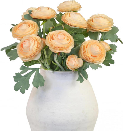 Yellow Ranunculus Artificial Flowerswith Real Touch Stem, Fake Ranunculus Flowers (Creamy Yellow, 6pcs)