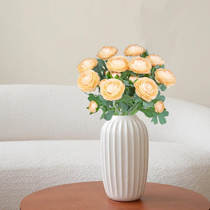 Yellow Ranunculus Artificial Flowerswith Real Touch Stem, Fake Ranunculus Flowers (Creamy Yellow, 6pcs)