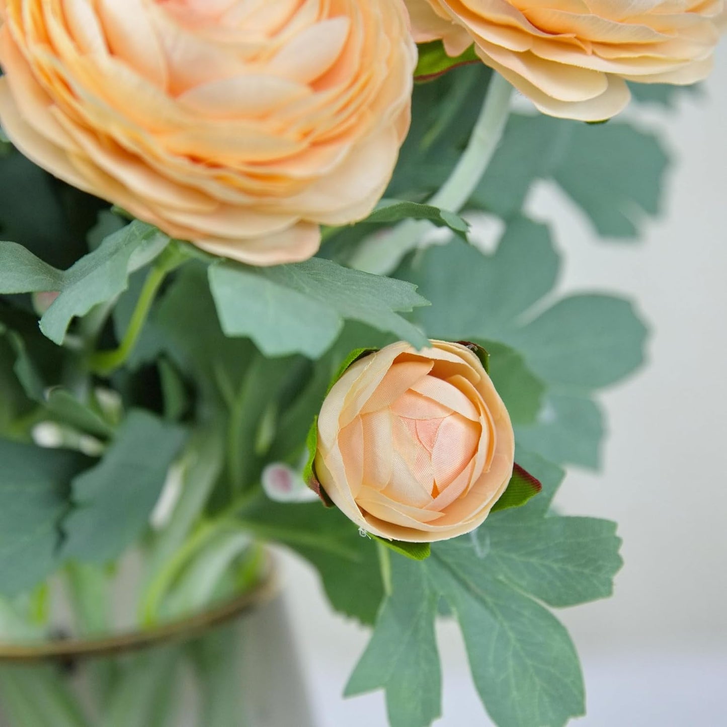 Yellow Ranunculus Artificial Flowerswith Real Touch Stem, Fake Ranunculus Flowers (Creamy Yellow, 6pcs)