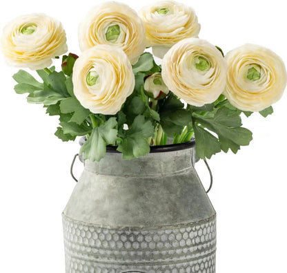 Yellow Ranunculus Artificial Flowerswith Real Touch Stem, Fake Ranunculus Flowers (Creamy Yellow, 6pcs)