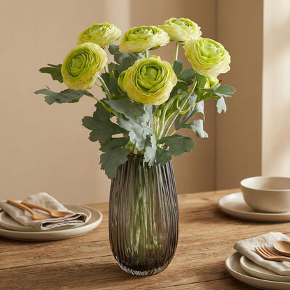 Yellow Ranunculus Artificial Flowerswith Real Touch Stem, Fake Ranunculus Flowers (Creamy Yellow, 6pcs)