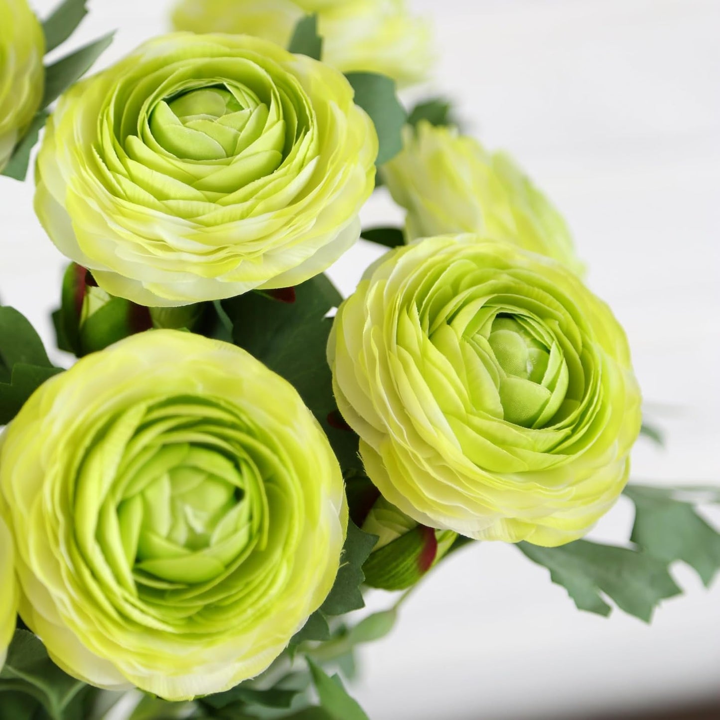 Yellow Ranunculus Artificial Flowerswith Real Touch Stem, Fake Ranunculus Flowers (Creamy Yellow, 6pcs)