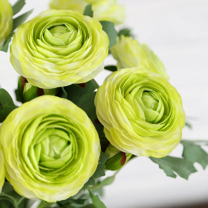 Yellow Ranunculus Artificial Flowerswith Real Touch Stem, Fake Ranunculus Flowers (Creamy Yellow, 6pcs)