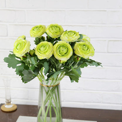 Yellow Ranunculus Artificial Flowerswith Real Touch Stem, Fake Ranunculus Flowers (Creamy Yellow, 6pcs)