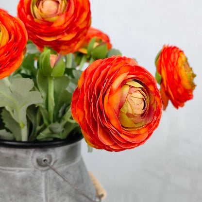 Yellow Ranunculus Artificial Flowerswith Real Touch Stem, Fake Ranunculus Flowers (Creamy Yellow, 6pcs)