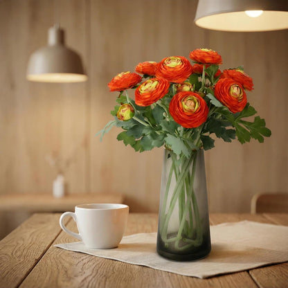 Yellow Ranunculus Artificial Flowerswith Real Touch Stem, Fake Ranunculus Flowers (Creamy Yellow, 6pcs)