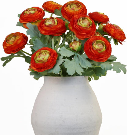 Yellow Ranunculus Artificial Flowerswith Real Touch Stem, Fake Ranunculus Flowers (Creamy Yellow, 6pcs)