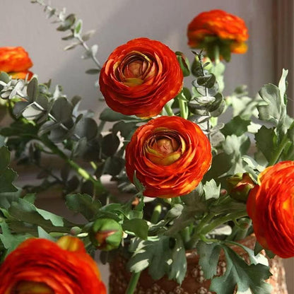 Yellow Ranunculus Artificial Flowerswith Real Touch Stem, Fake Ranunculus Flowers (Creamy Yellow, 6pcs)
