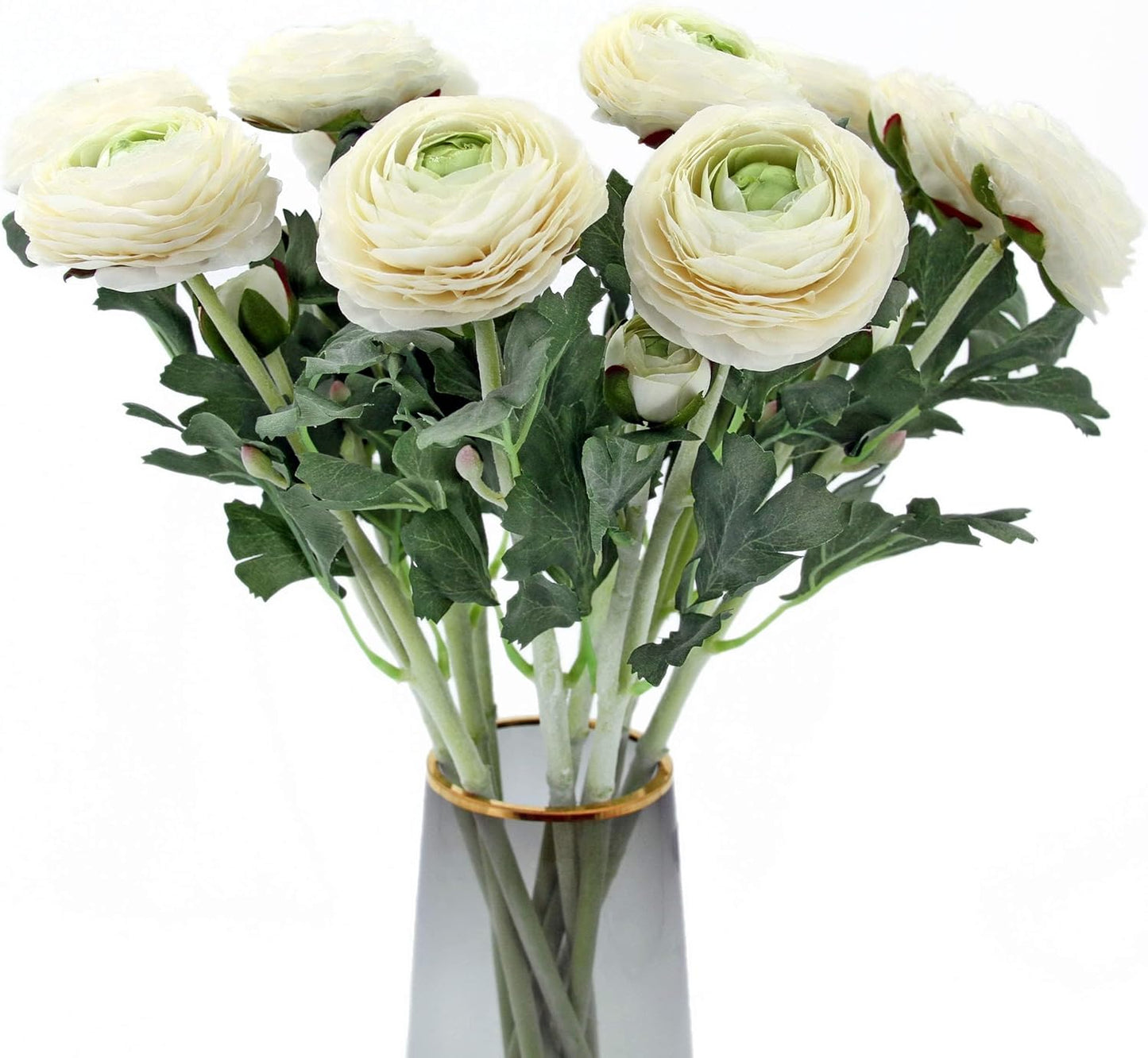 Yellow Ranunculus Artificial Flowerswith Real Touch Stem, Fake Ranunculus Flowers (Creamy Yellow, 6pcs)